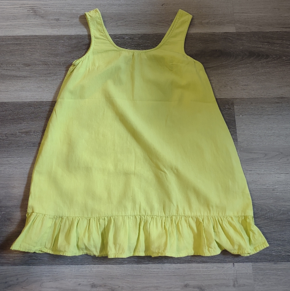 Collusion Lime Green Linen Blend  Ruffle Tunic Tank Top